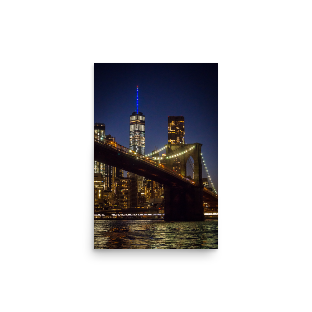 Tirage photo de New York "Downtown Manhattan from Brooklyn at Night" - NY - The Artistic Way