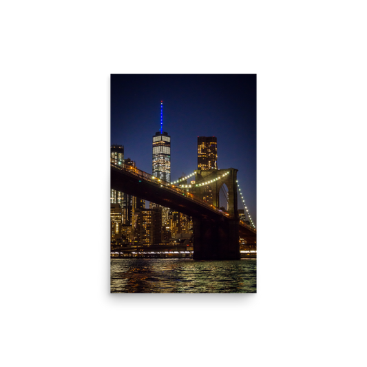 Tirage photo de New York "Downtown Manhattan from Brooklyn at Night" - NY - The Artistic Way