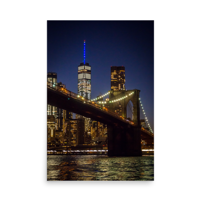 Tirage photo de New York "Downtown Manhattan from Brooklyn at Night" - NY - The Artistic Way